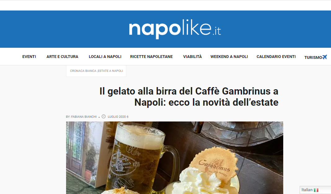 Il gelato alla birra del Caffè Gambrinus a Napoli: ecco la novità dell’estate