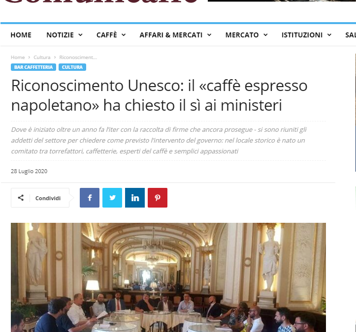 Riconoscimento Unesco: il «caffè espresso napoletano» ha chiesto il sì ai ministeri